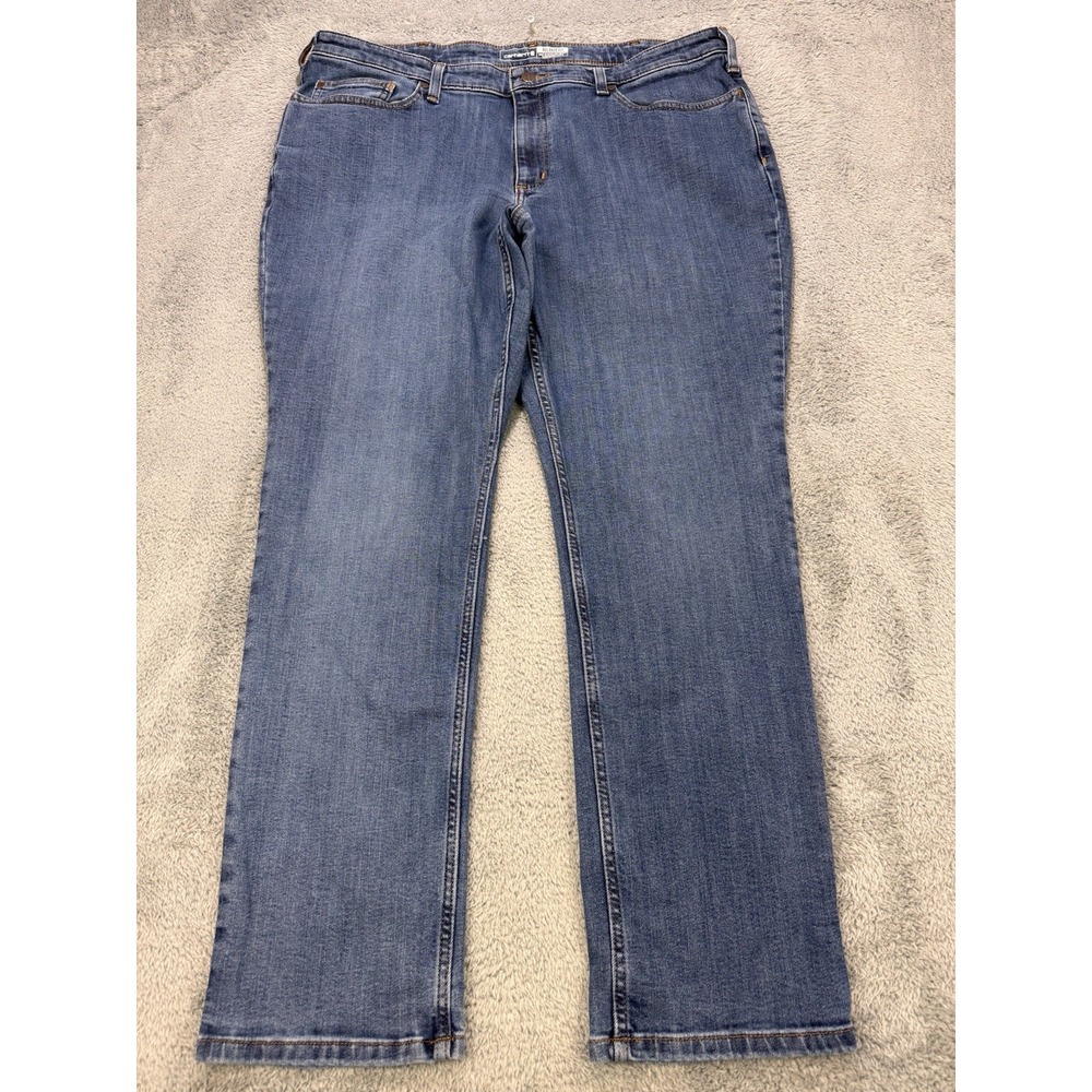Carhartt Jeans Women 18 (38x30) Blue Relaxed Fit Straight Leg Workwear Denim